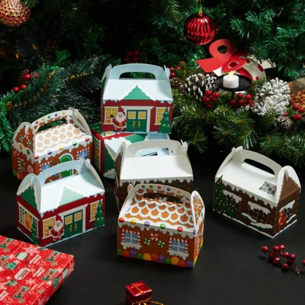 JOYIN 24 Christmas Treat Boxes Santa, Snowman & Gingerbread